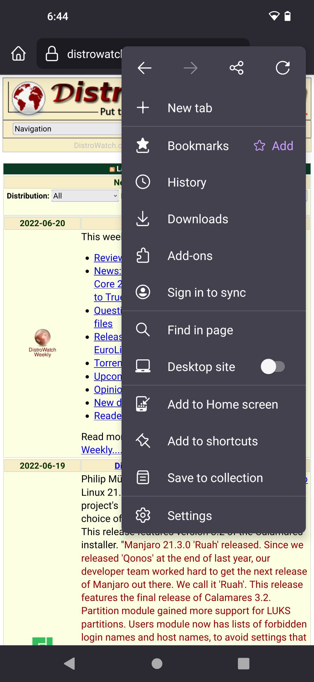Murena desktop screenshot: 1.0 browser