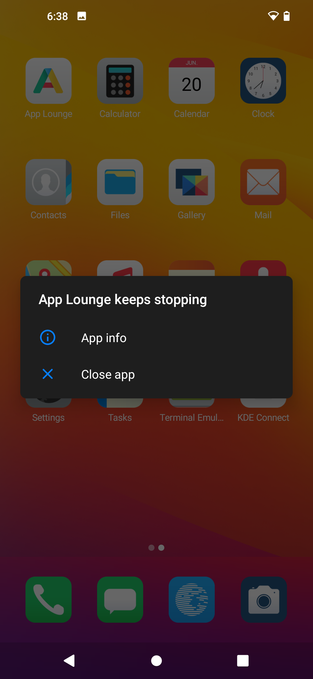 Murena desktop screenshot: 1.0 crash