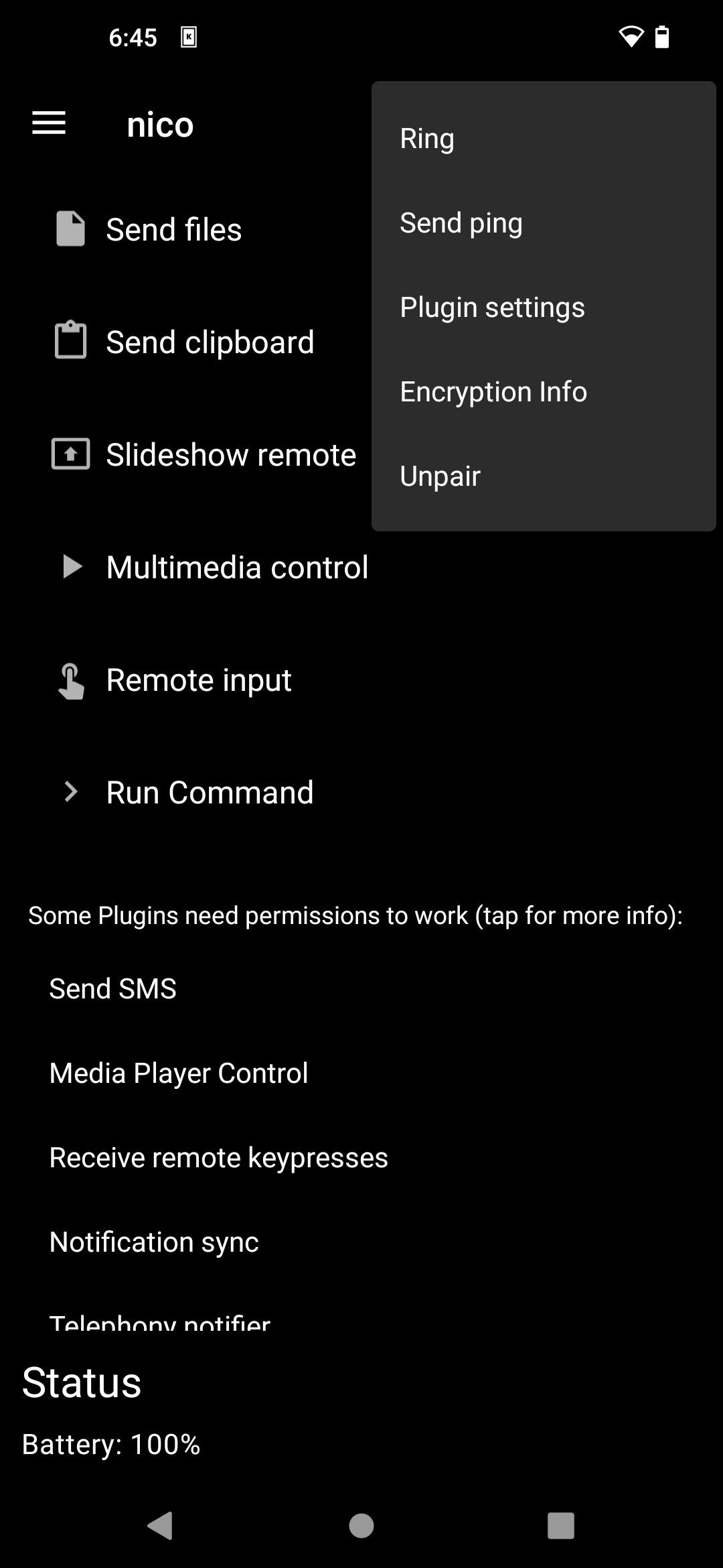 Murena desktop screenshot: 1.0 kdeconnect