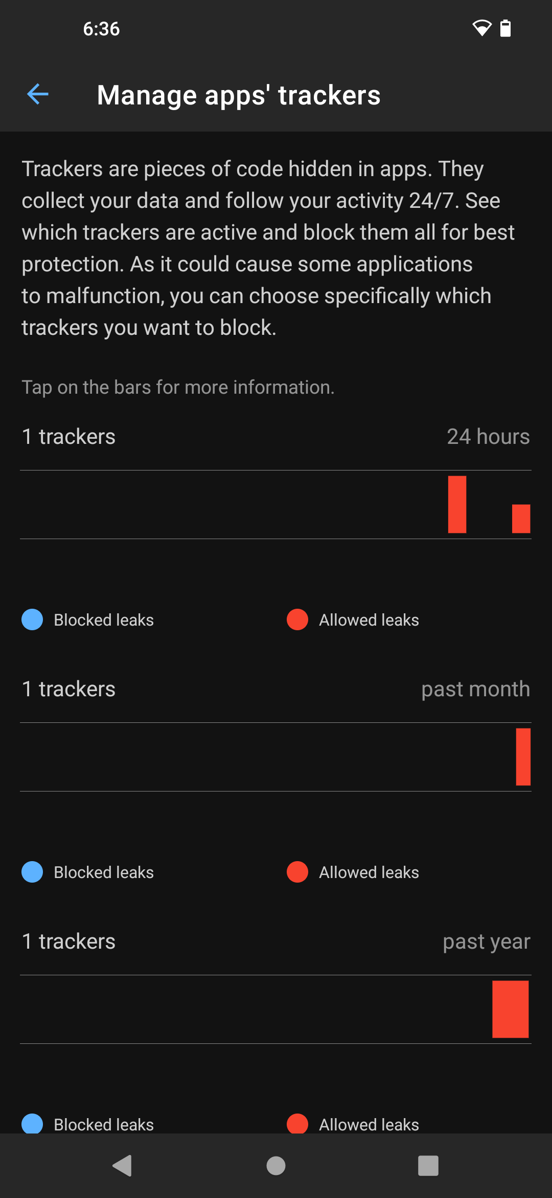 Murena desktop screenshot: 1.0 trackers