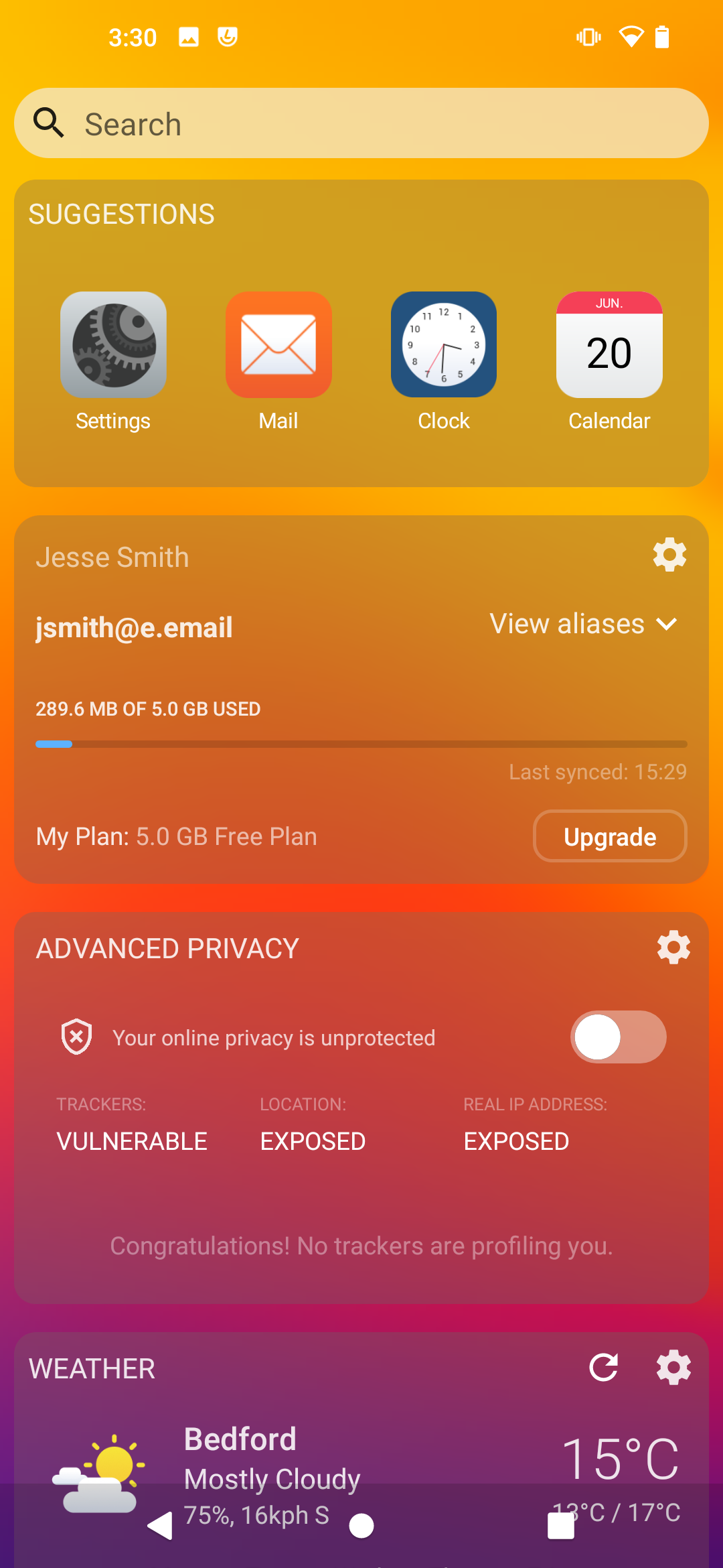 Murena desktop screenshot: 1.0 widgets
