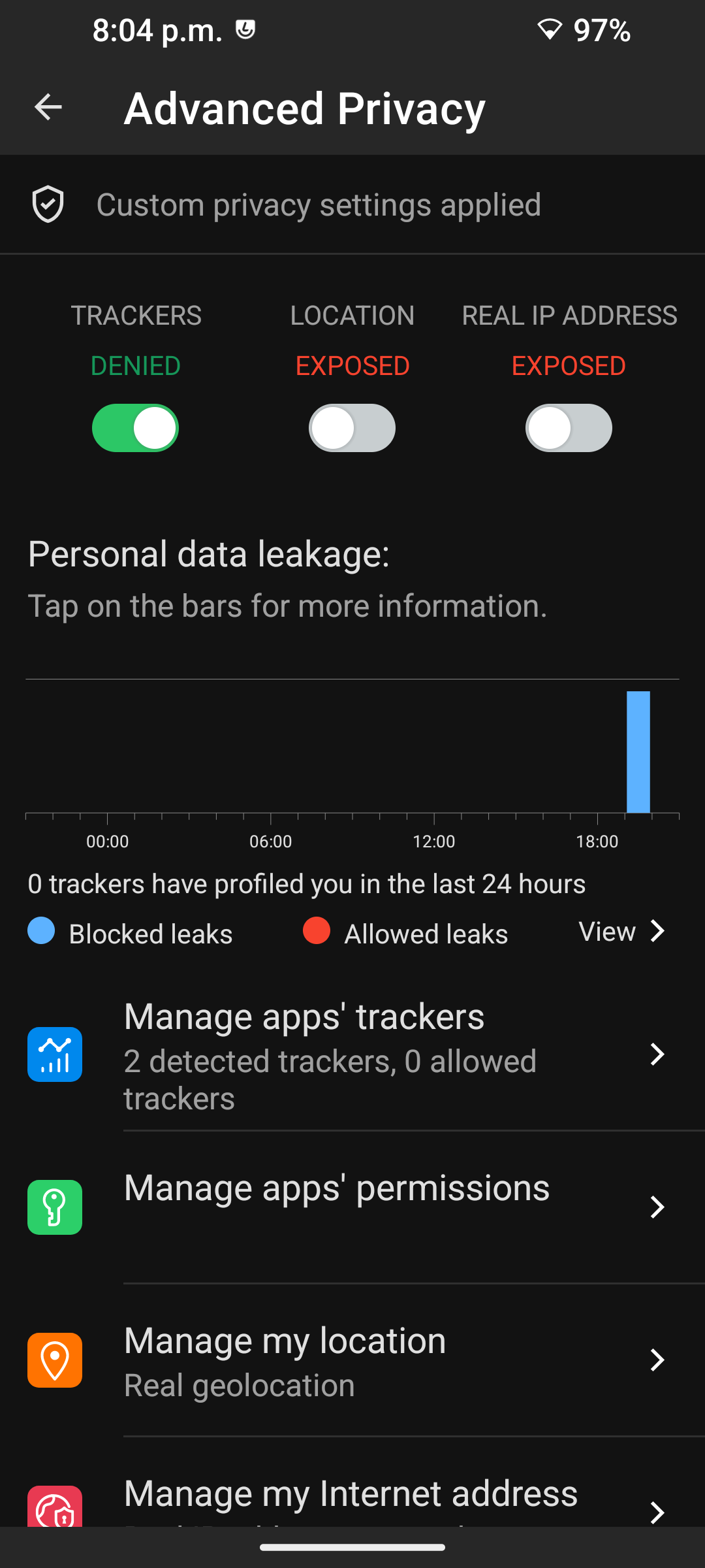 Murena desktop screenshot: two privacy widget