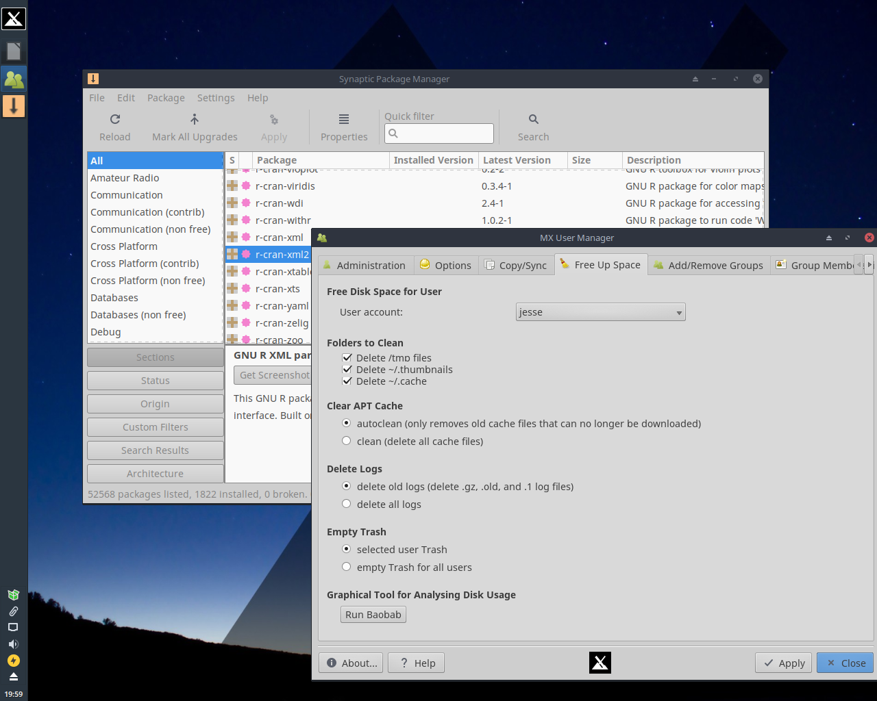 MX Linux desktop screenshot: 17 cleanup