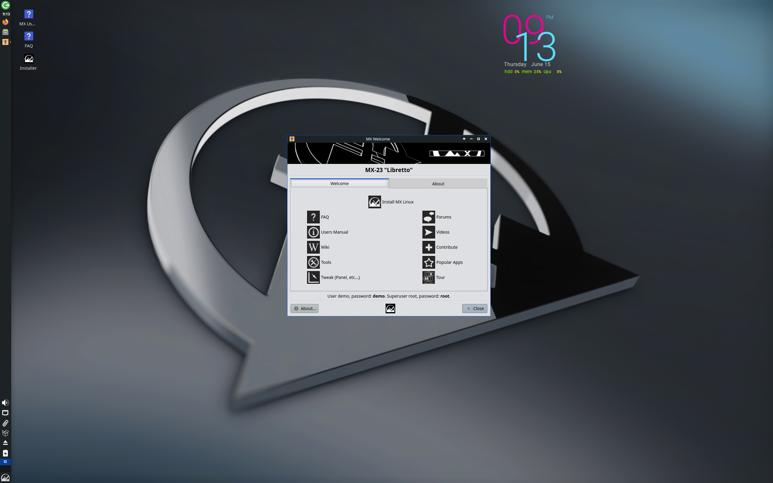MX Linux desktop screenshot: 23 beta2