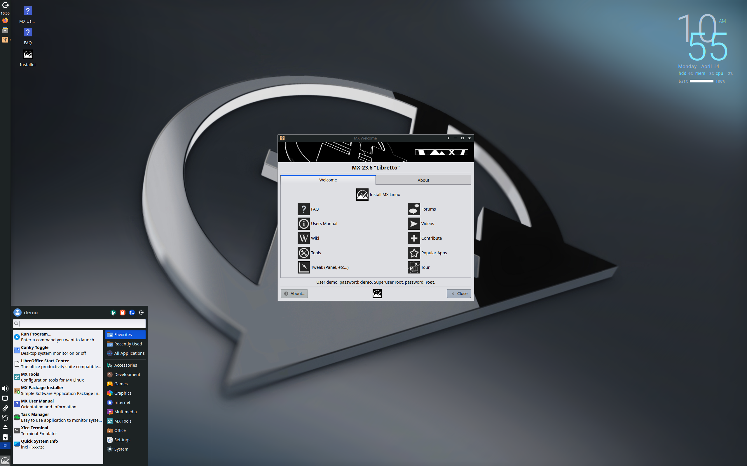 MX Linux desktop screenshot: 23.6
