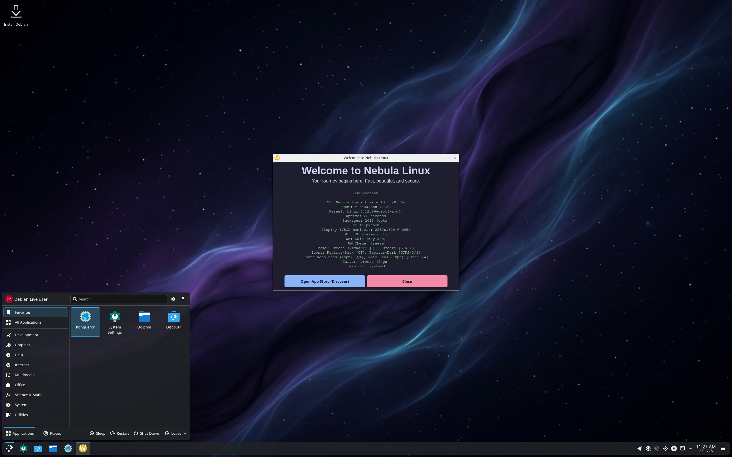 Nebula desktop screenshot: 1.0 kde
