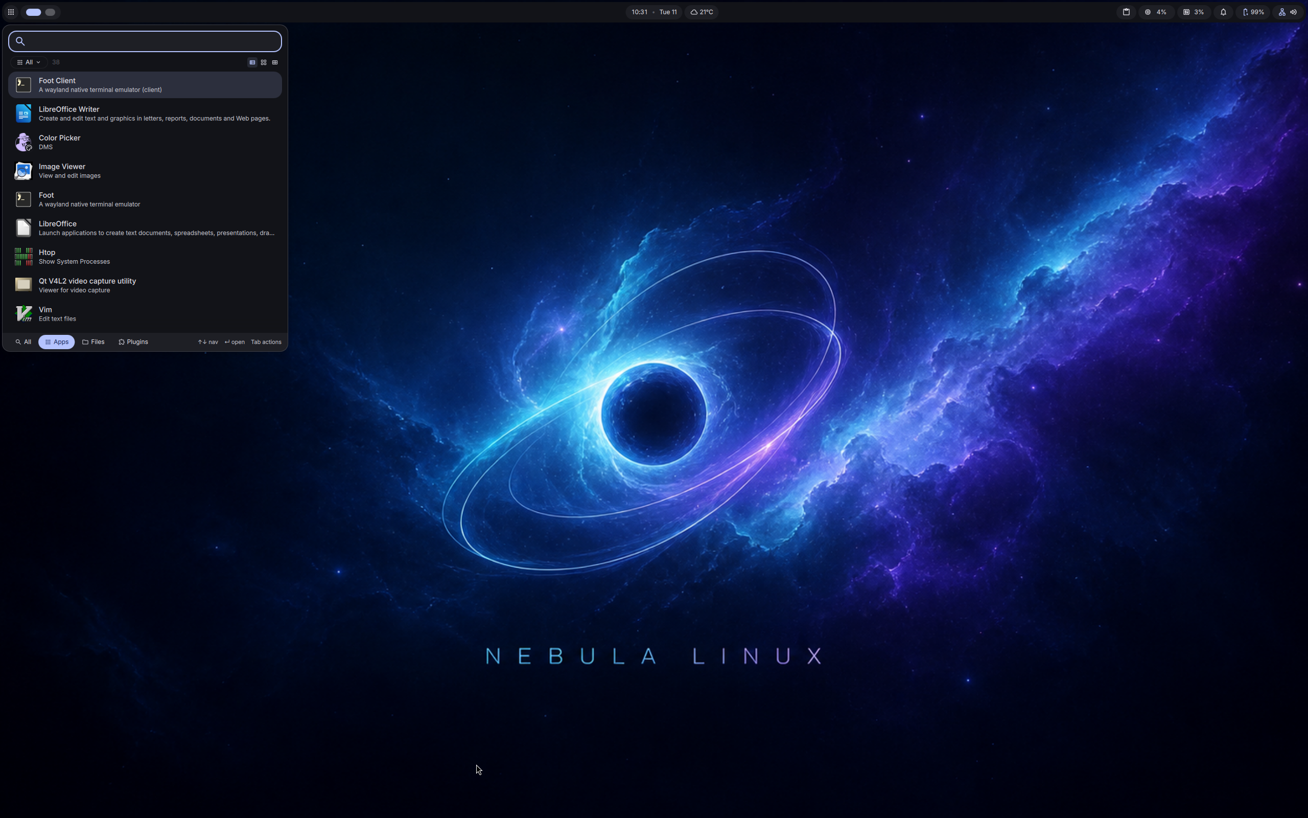 Nebula desktop screenshot: 2026.08.11 niri