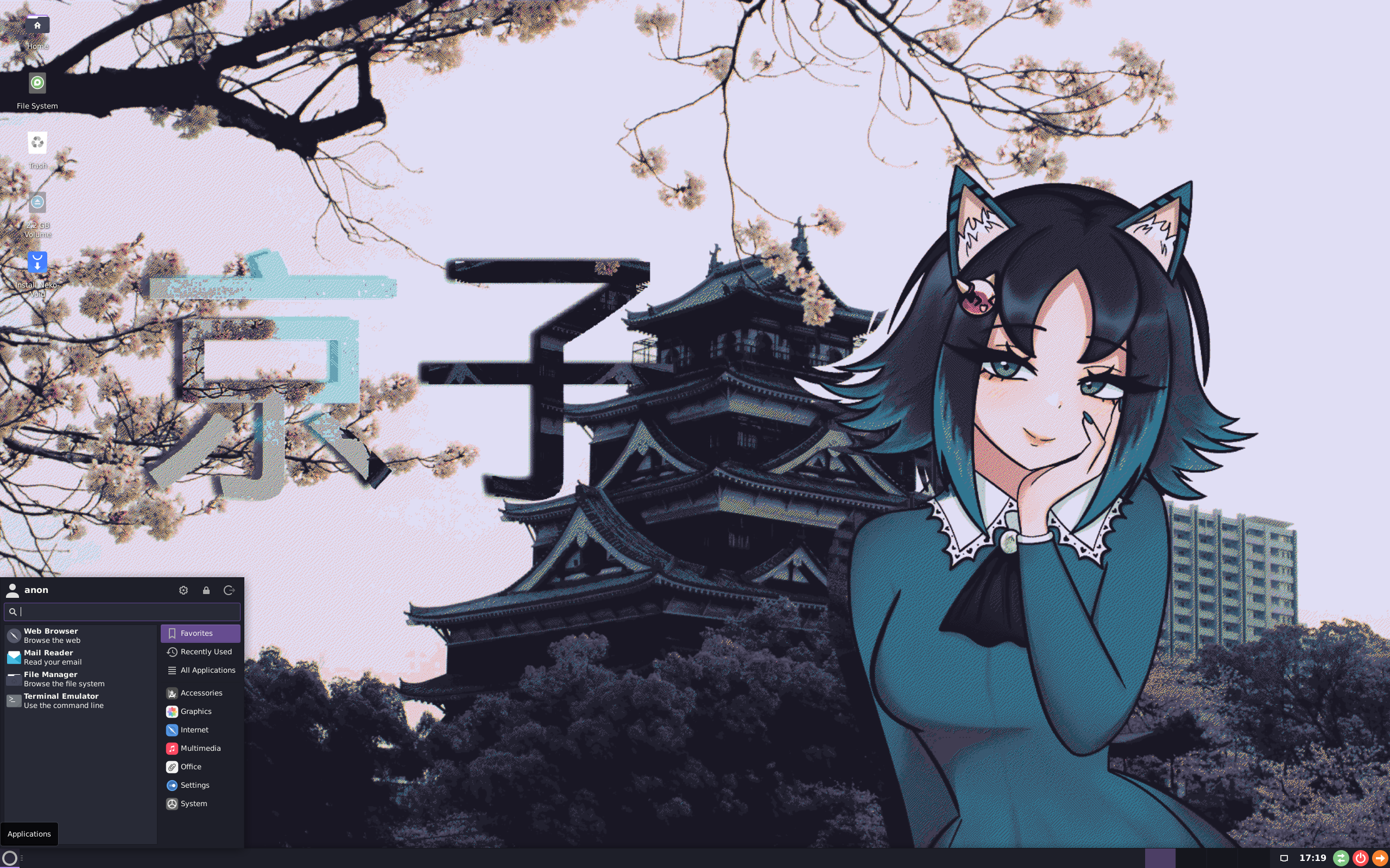 Neko-Void desktop screenshot: 7.0.9 xfce