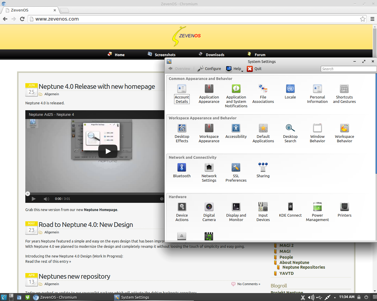 Neptune desktop screenshot: 4 settings