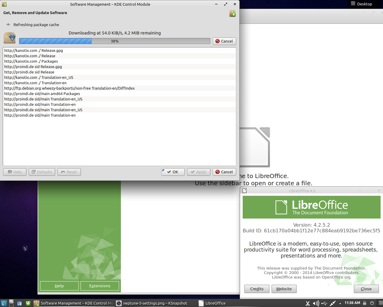 Neptune desktop screenshot: 4 updates