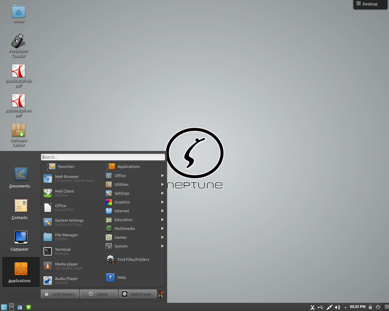 Neptune desktop screenshot: 4.3 desktop