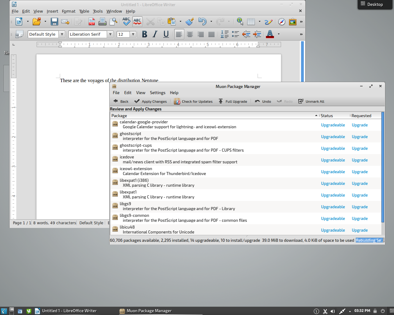 Neptune desktop screenshot: 4.4 updates