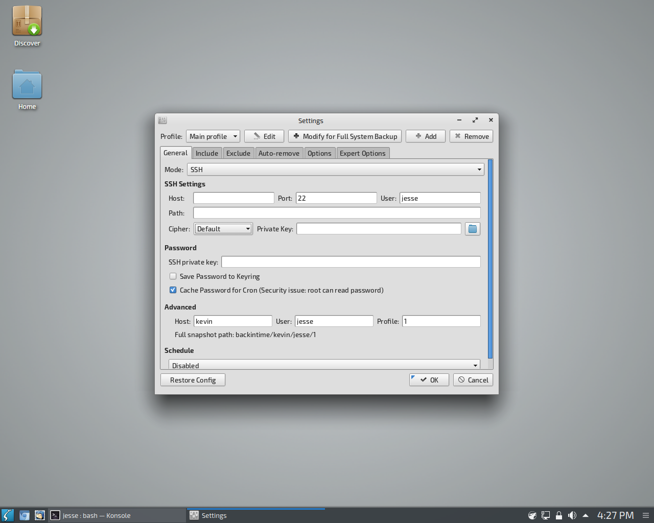 Neptune desktop screenshot: 5.0 backup