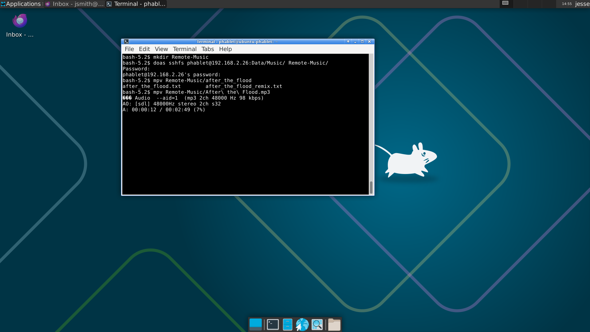 NetBSD desktop screenshot: 10.1 sshfs