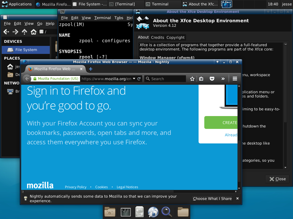 NetBSD desktop screenshot: 7.0 desktop