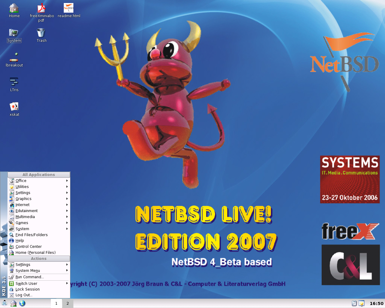 NetBSD desktop screenshot: live 2007