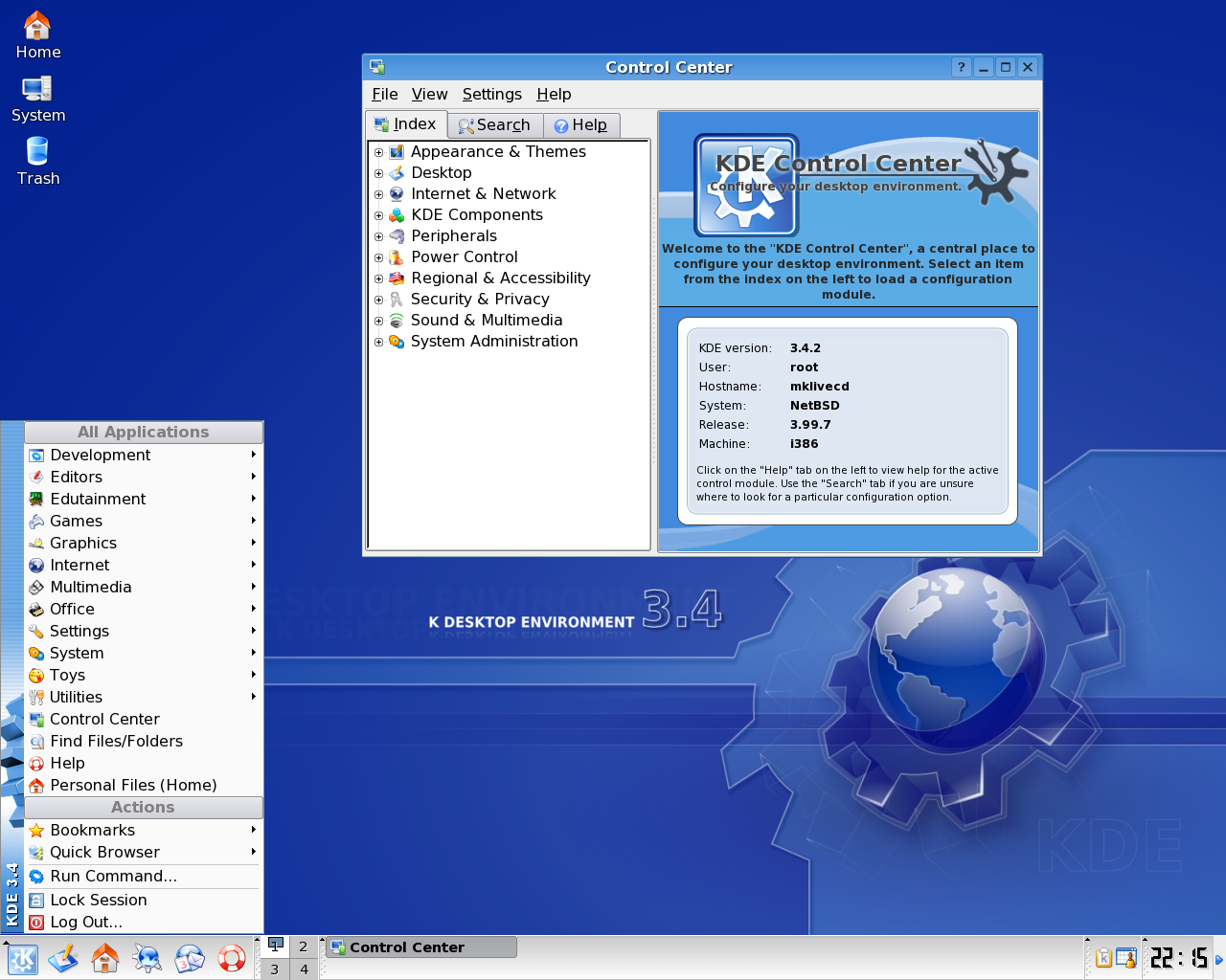 NetBSD desktop screenshot: livecd 3.99.7