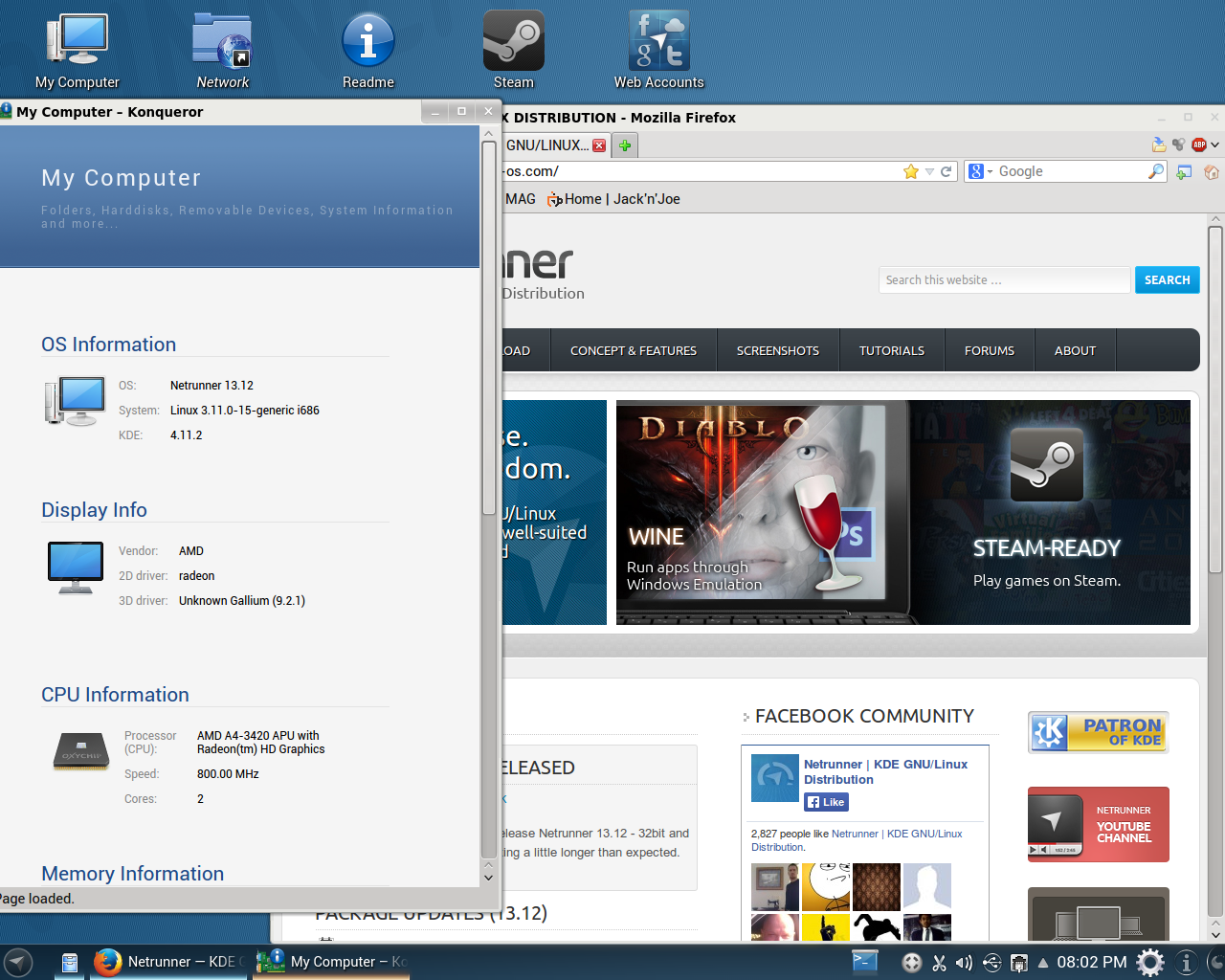 Netrunner desktop screenshot: 13.12 browser