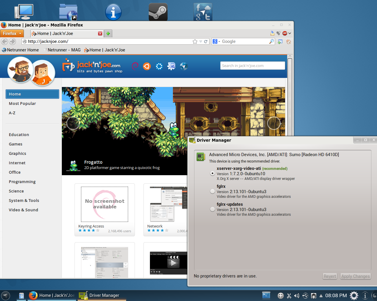 Netrunner desktop screenshot: 13.12 drivers