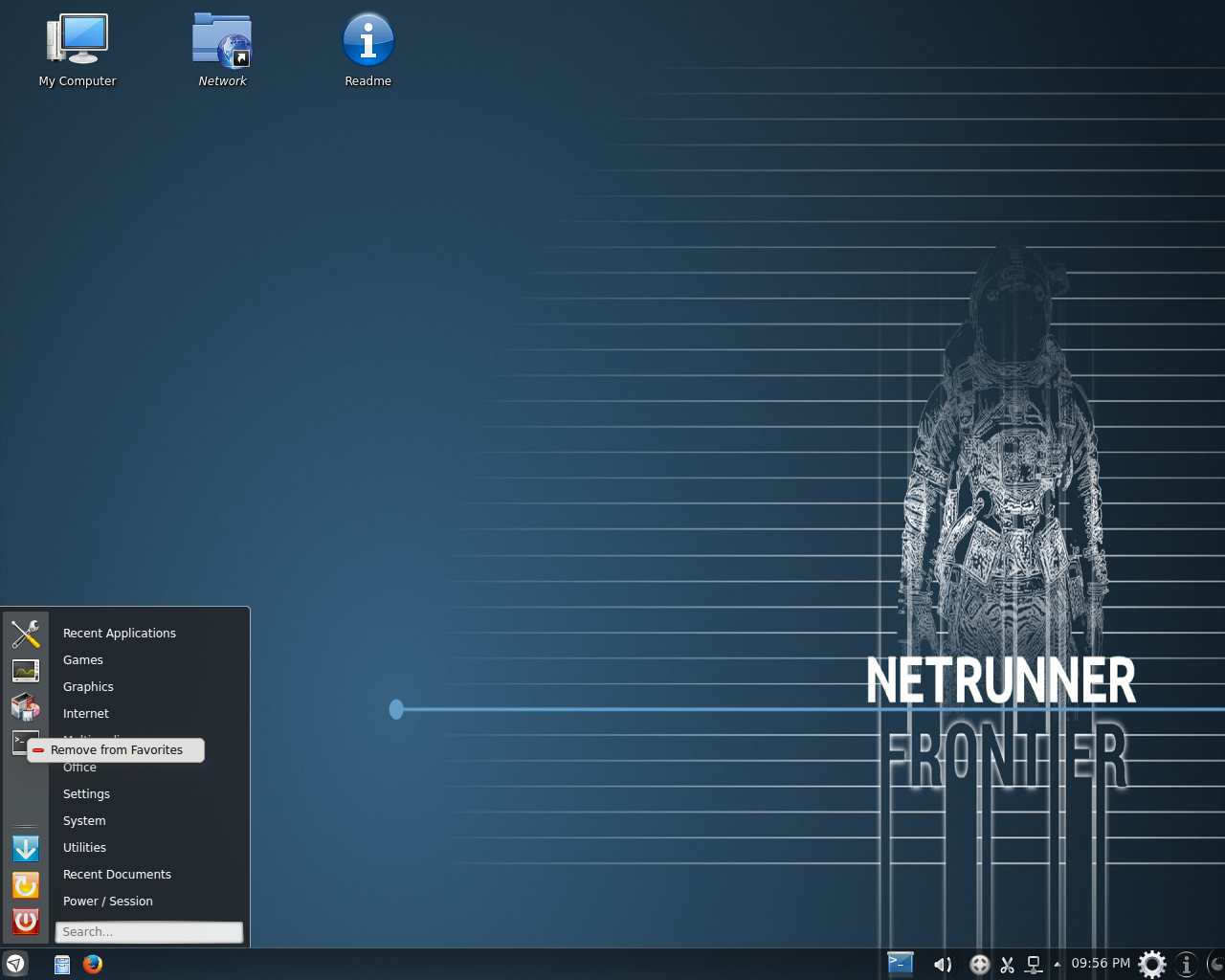 Netrunner desktop screenshot: 14.1 menu