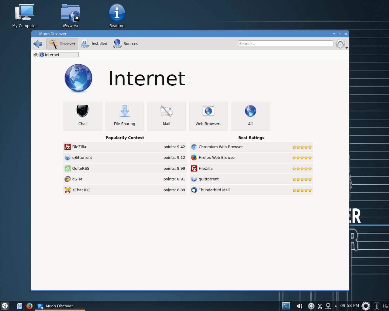 Netrunner desktop screenshot: 14.1 software
