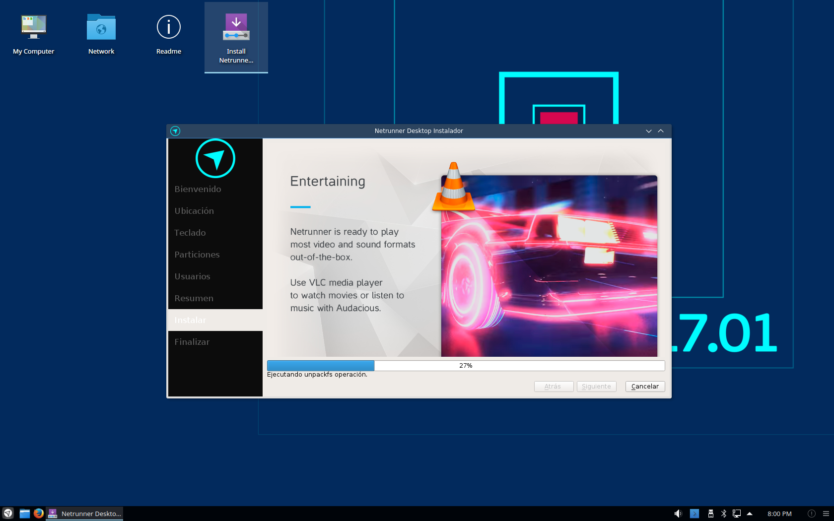 Netrunner desktop screenshot: 17.01