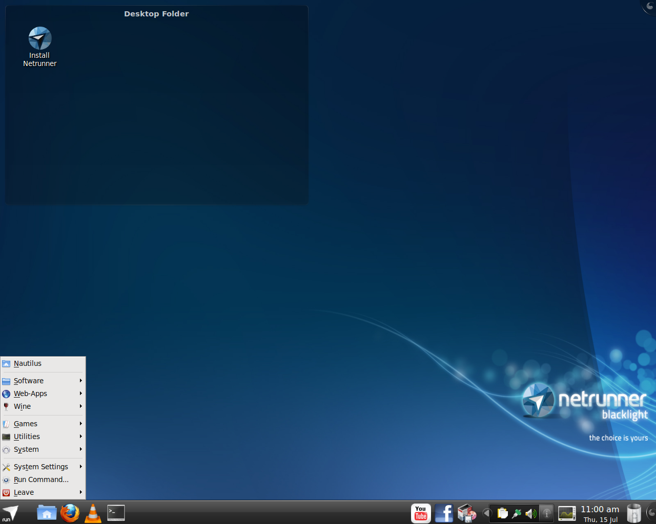 Netrunner desktop screenshot: 2