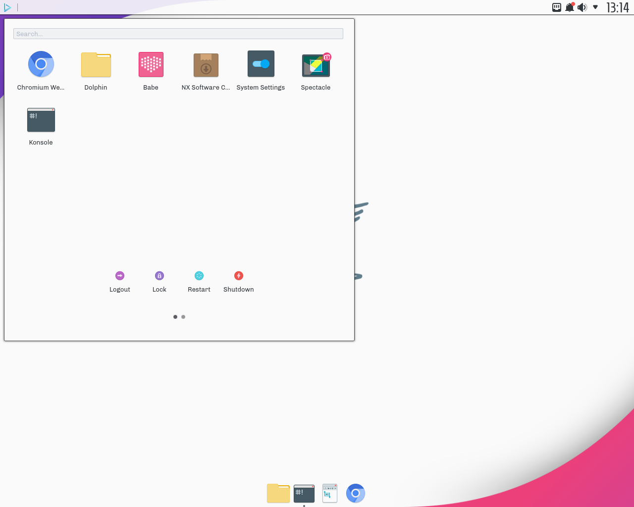 Nitrux desktop screenshot: 1.0.2 menu