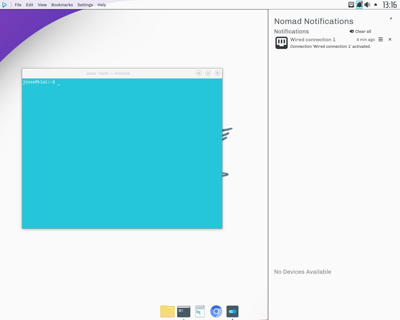Nitrux desktop screenshot: 1.0.2 notifications