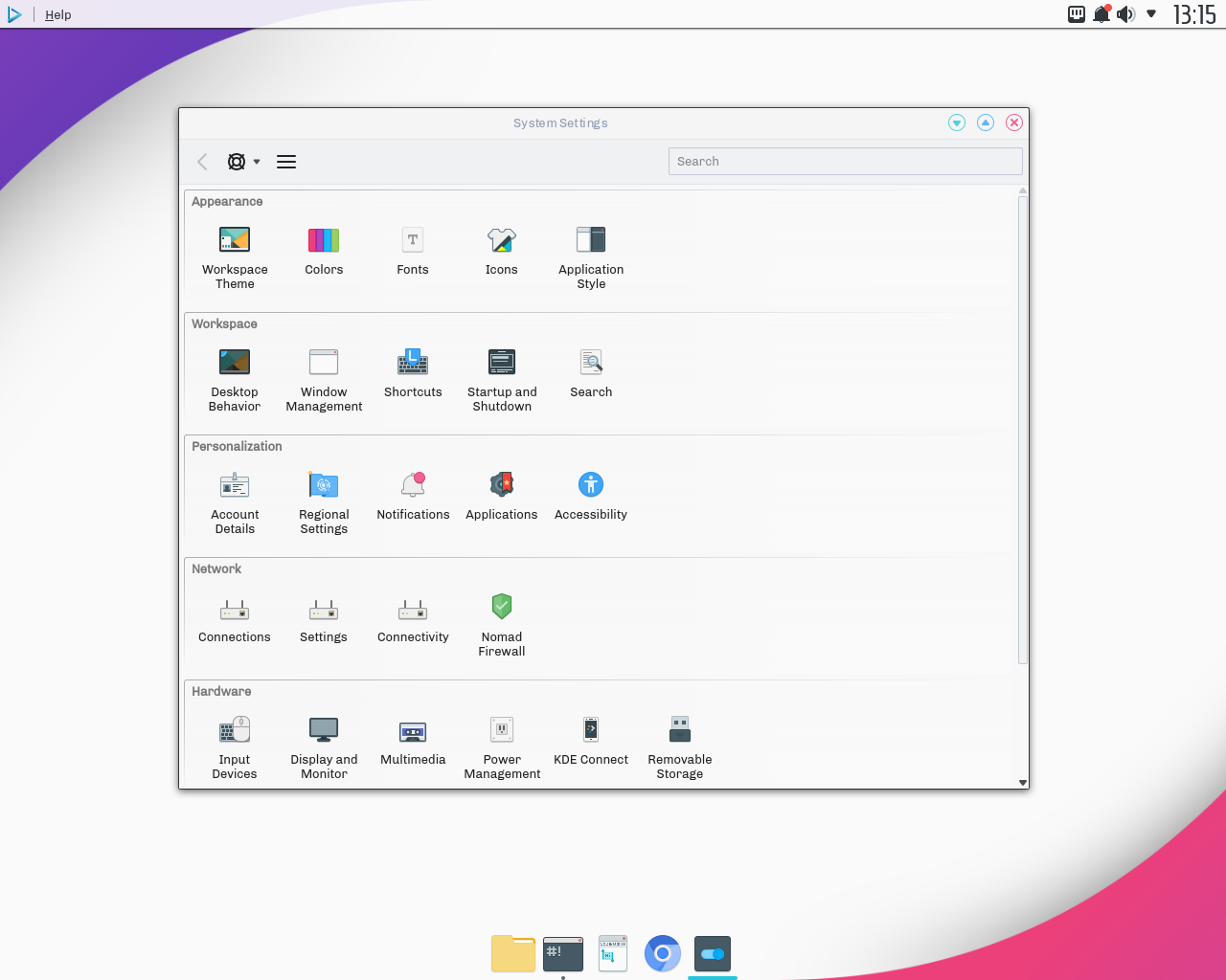 Nitrux desktop screenshot: 1.0.2 settings