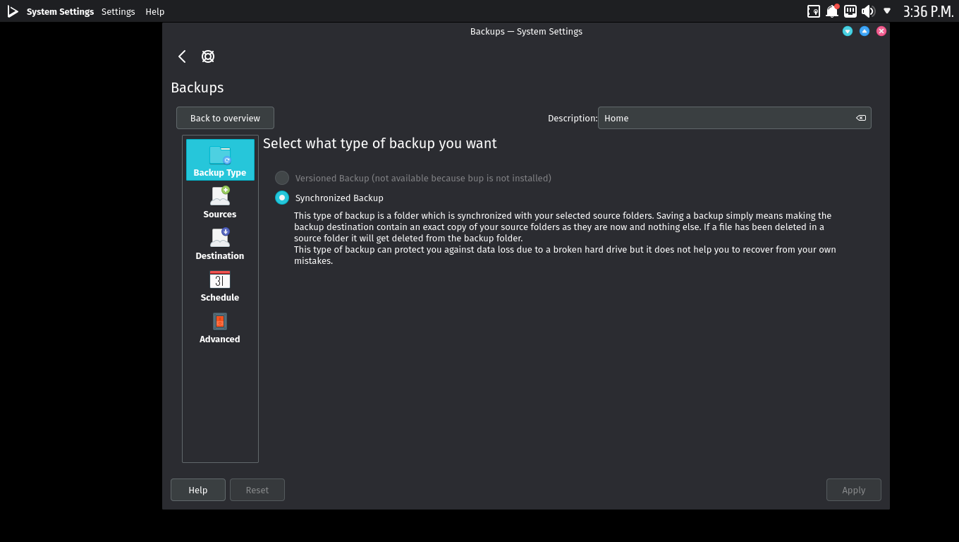 Nitrux desktop screenshot: 2020.09.05 backups