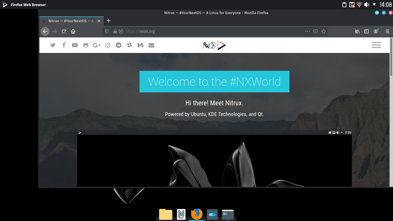 Nitrux desktop screenshot: 2020.09.05 firefox
