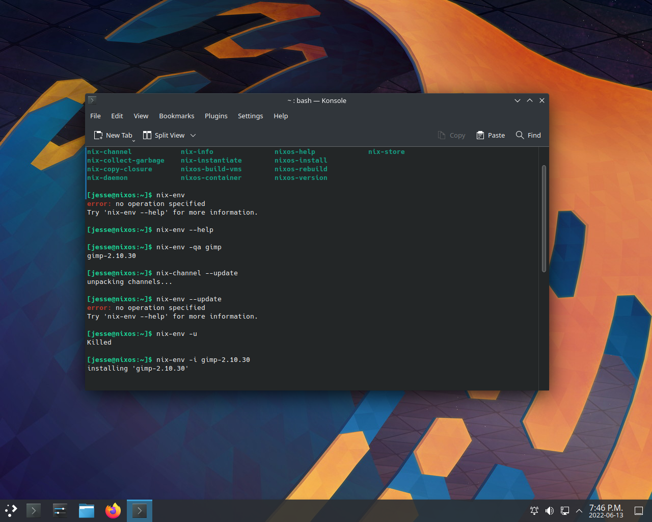 NixOS desktop screenshot: 22.05 nix