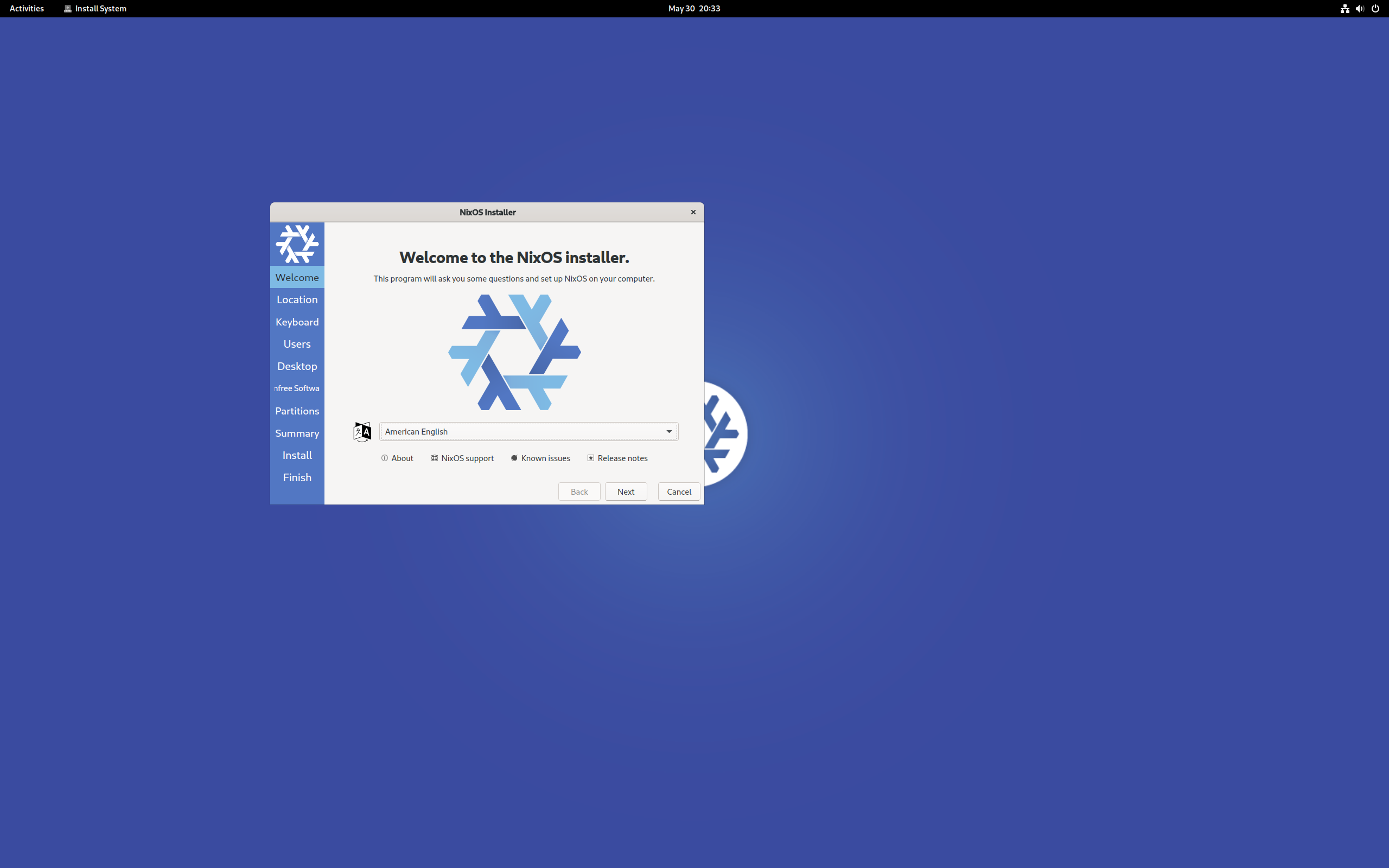 NixOS desktop screenshot: 22.05