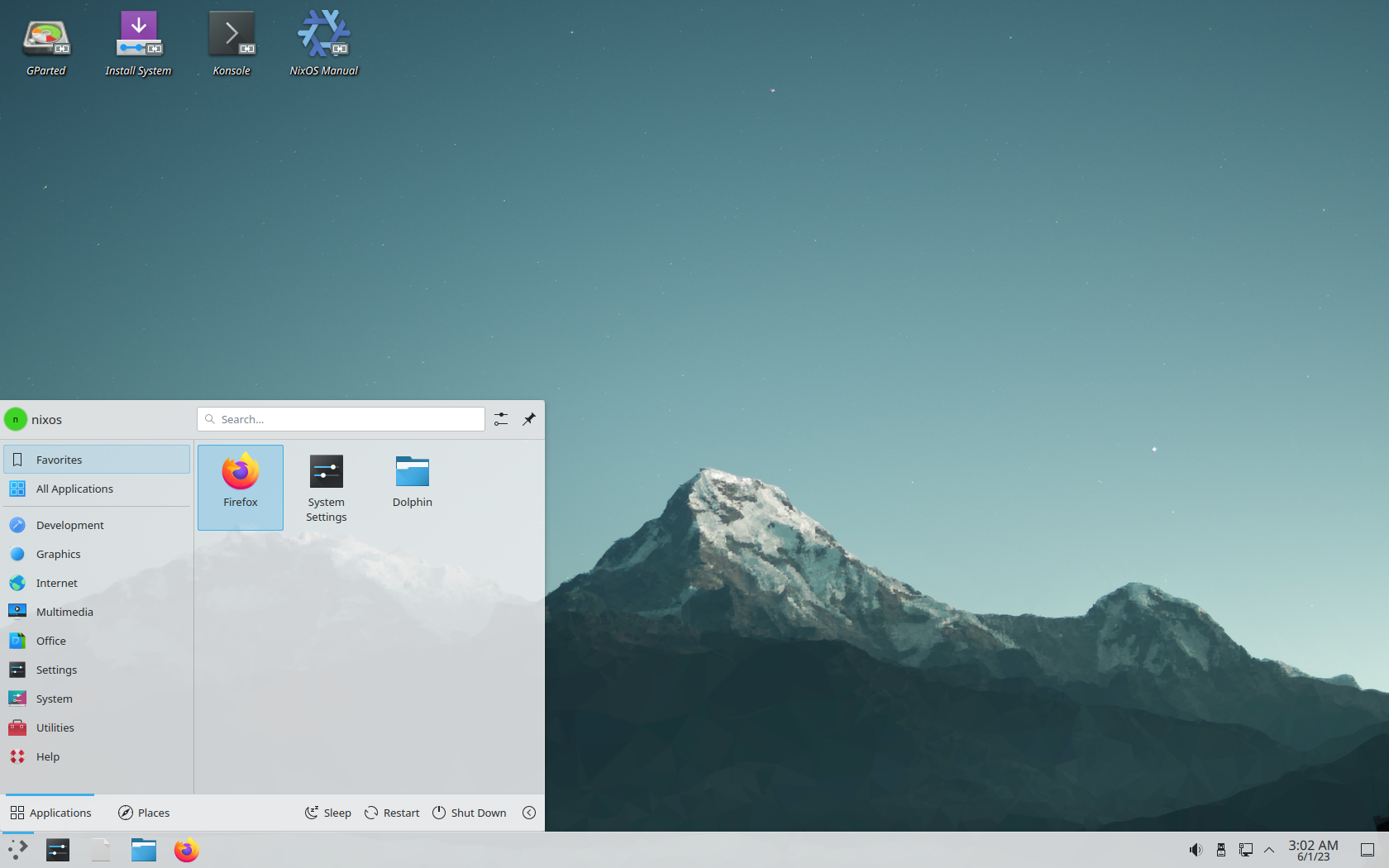 NixOS desktop screenshot: 23.05