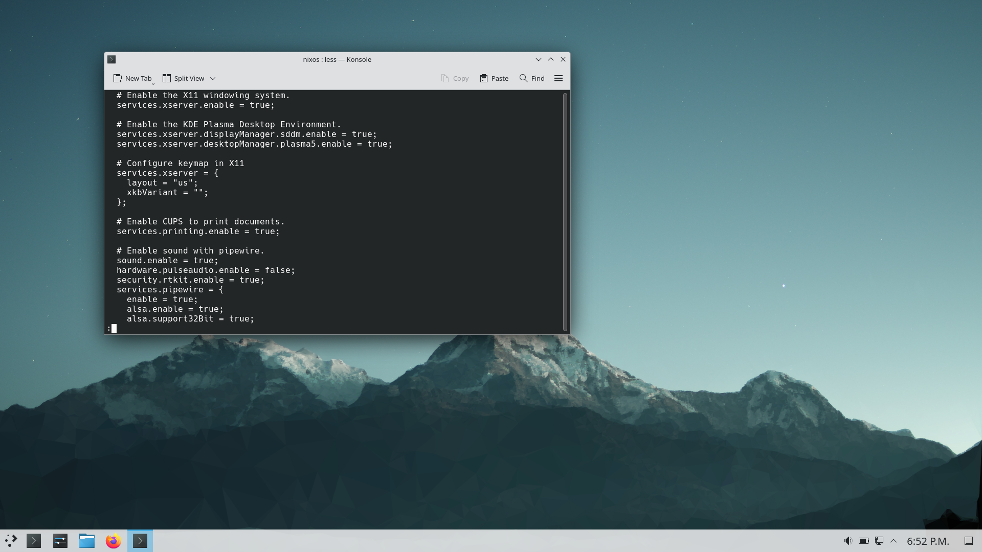 NixOS desktop screenshot: 23.11 configuration