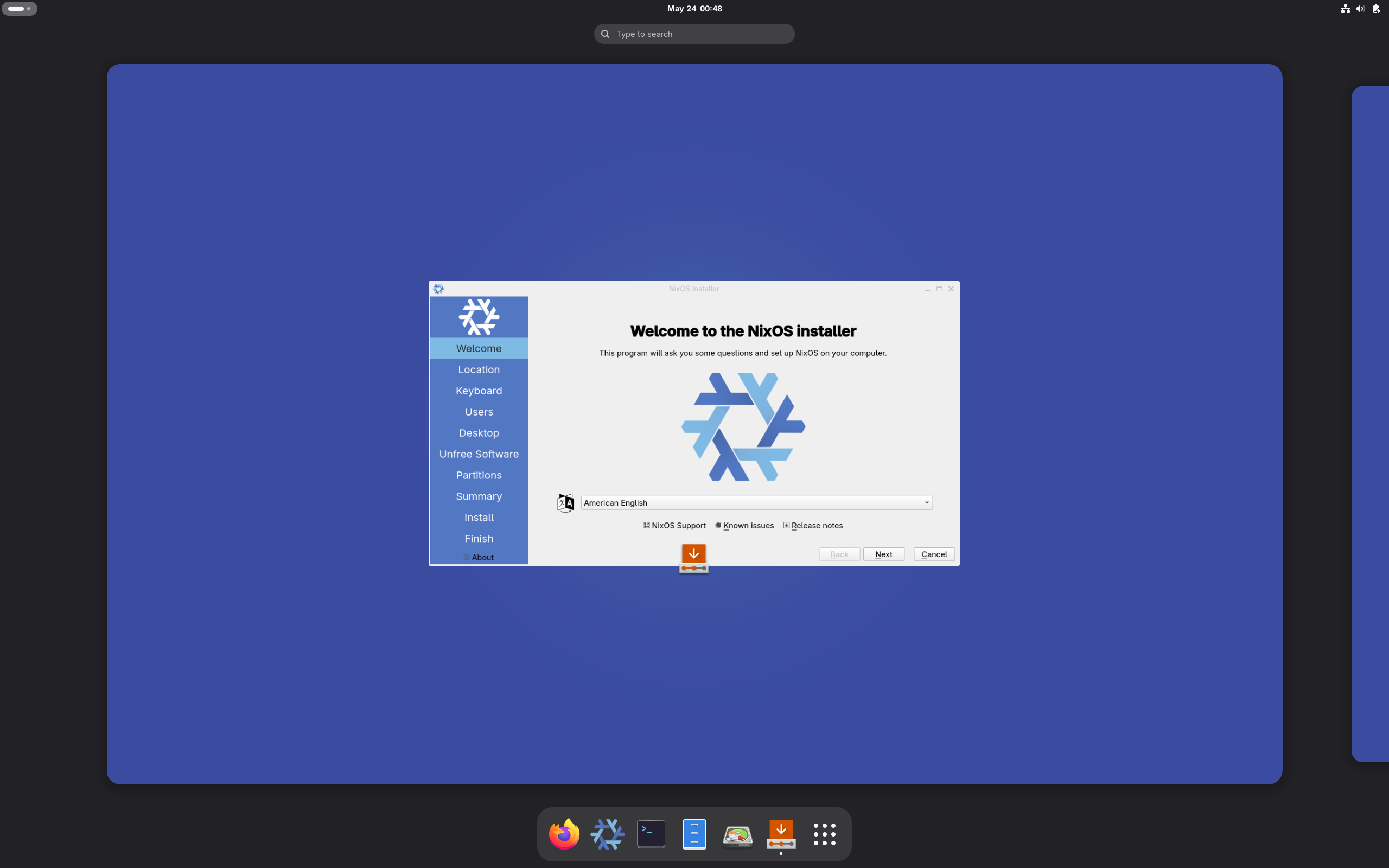 NixOS desktop screenshot: 25.05