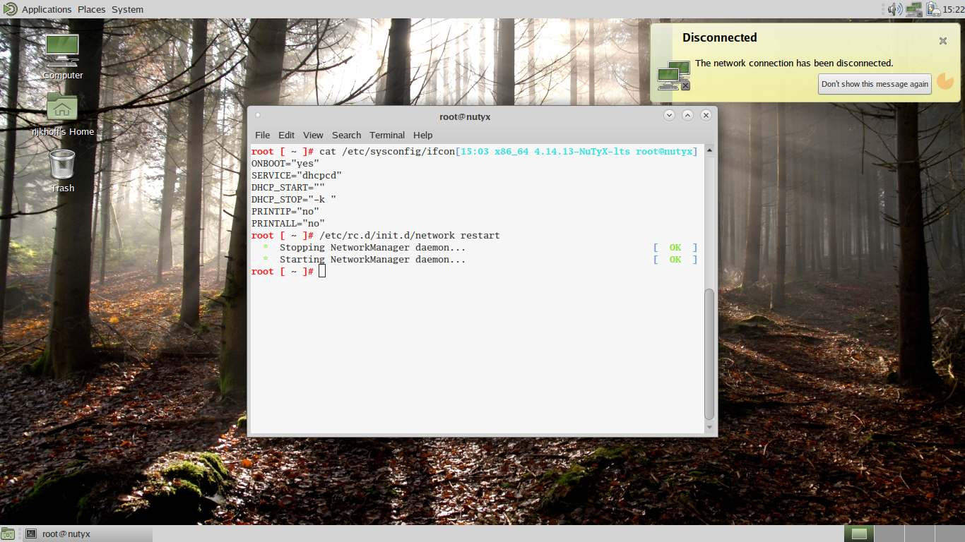 NuTyX desktop screenshot: 10.0 configuring wireless