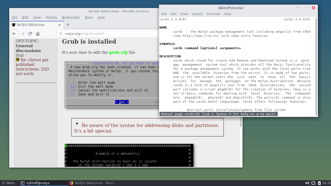 NuTyX desktop screenshot: 10.0 exploring documentation