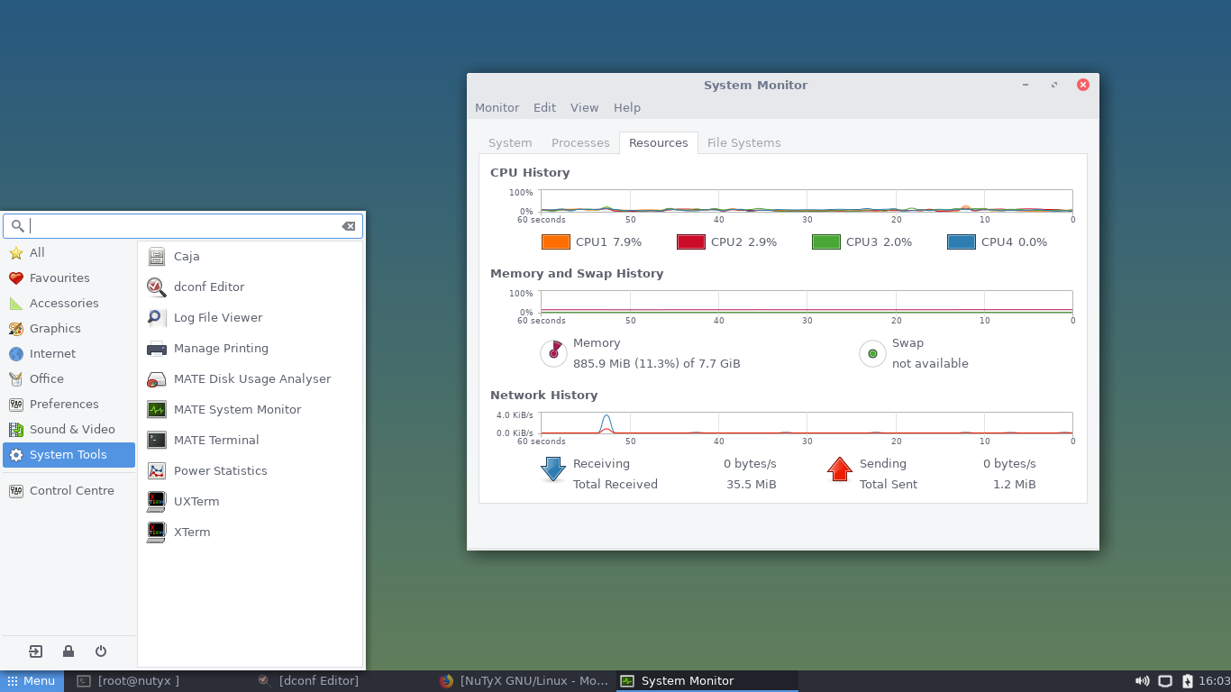 NuTyX desktop screenshot: 10.0 mate arc theme