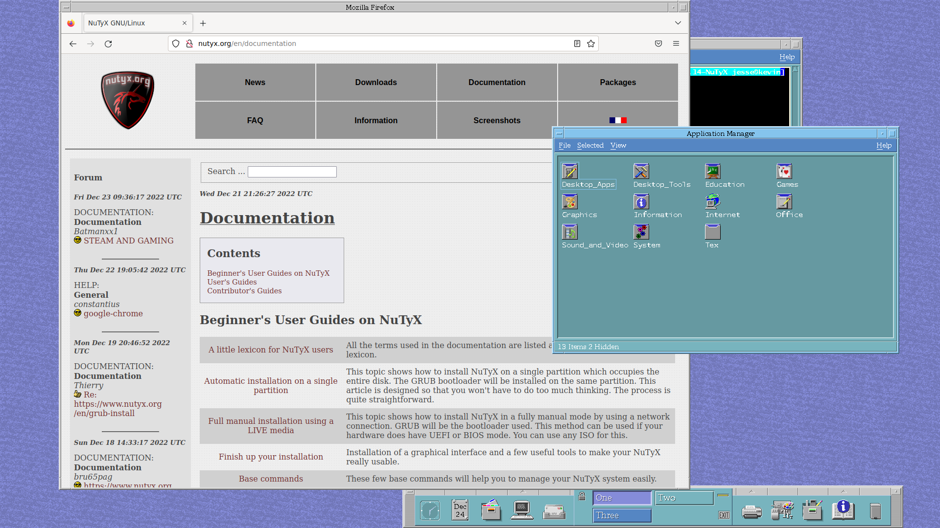NuTyX desktop screenshot: 22.12.0 launcher