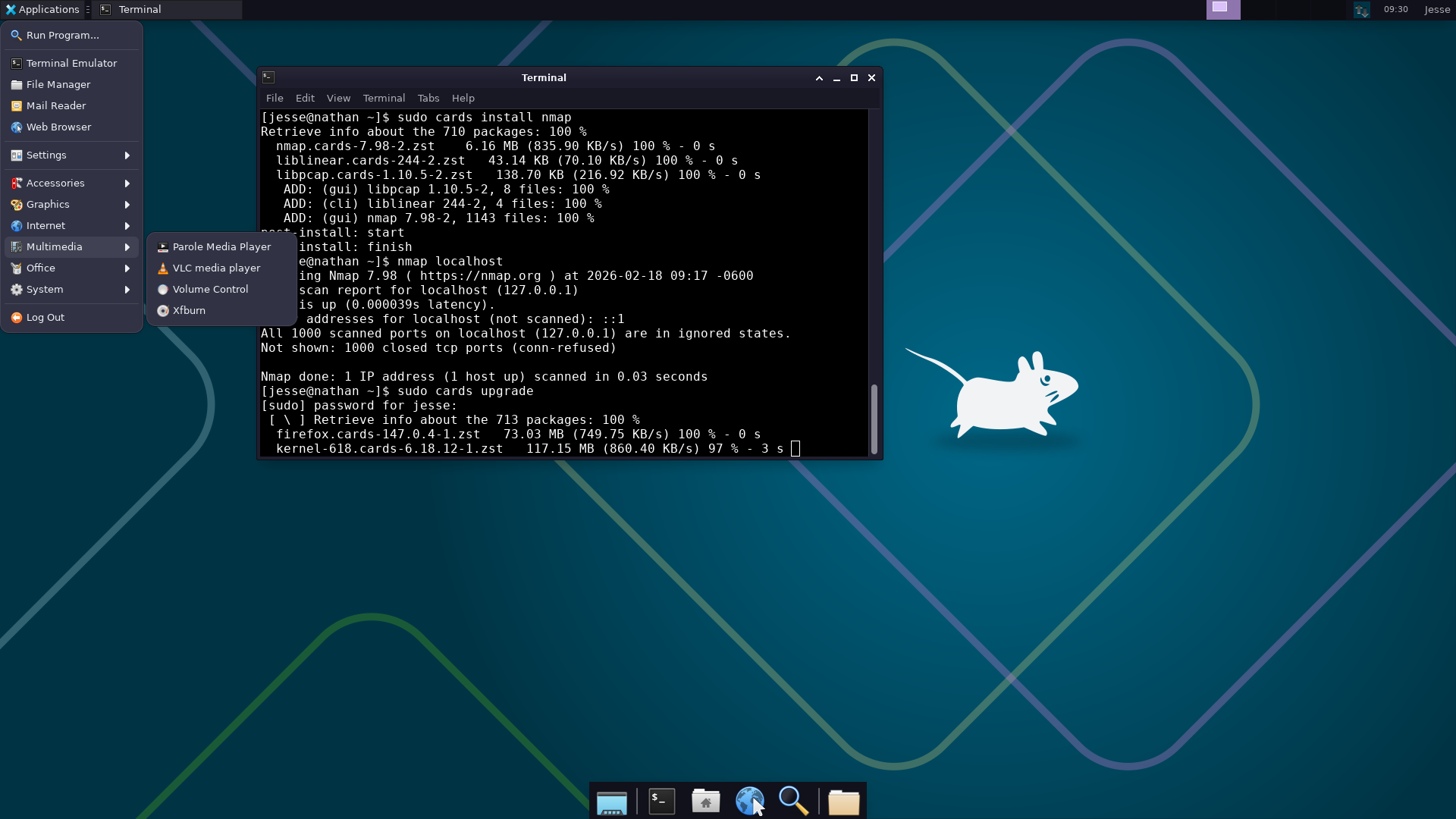 NuTyX desktop screenshot: 26.02.2 xfce
