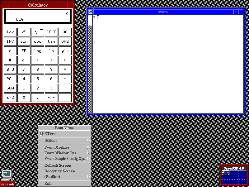 OpenBSD desktop screenshot: 4.8 desktop