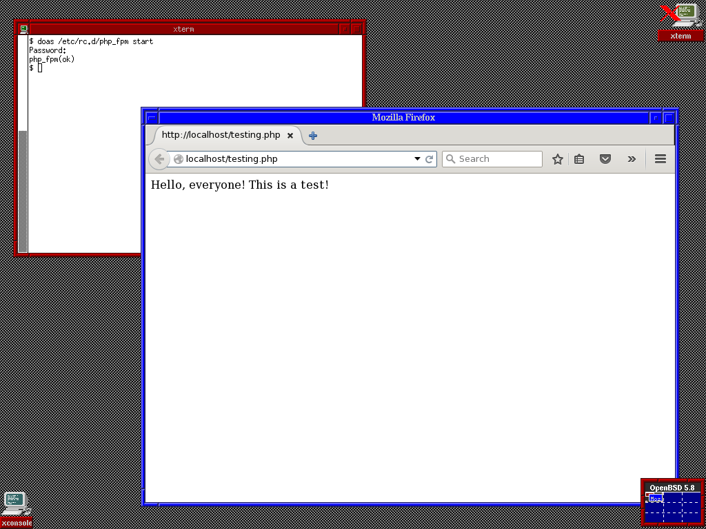 OpenBSD desktop screenshot: 5.8 httpd