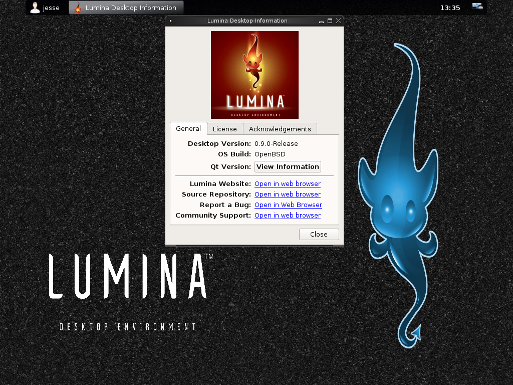 OpenBSD desktop screenshot: 6.0 lumina