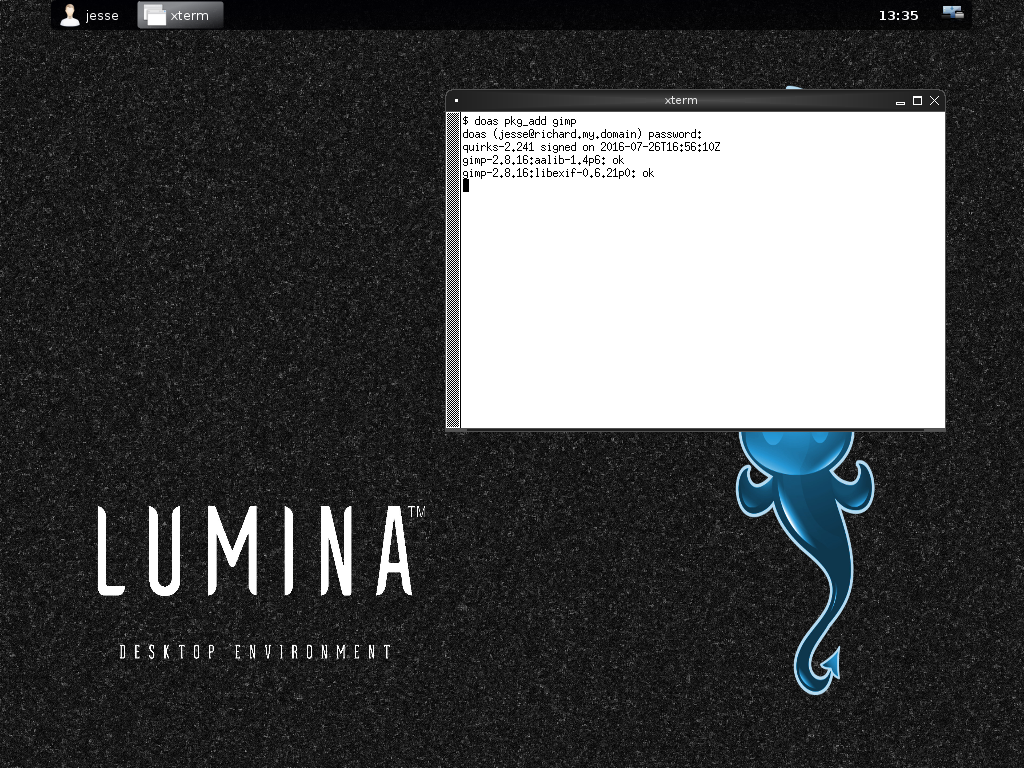 OpenBSD desktop screenshot: 6.0 packages