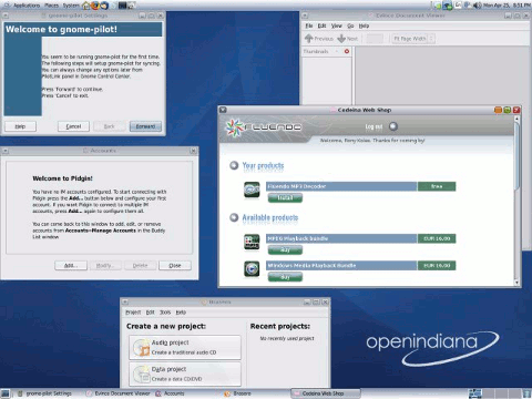 OpenIndiana desktop screenshot: 148 apps