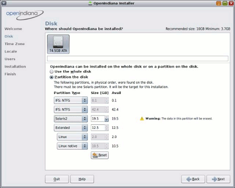 OpenIndiana desktop screenshot: 148 final layout