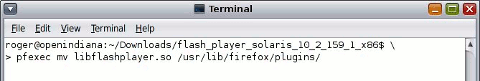 OpenIndiana desktop screenshot: 148 flash install