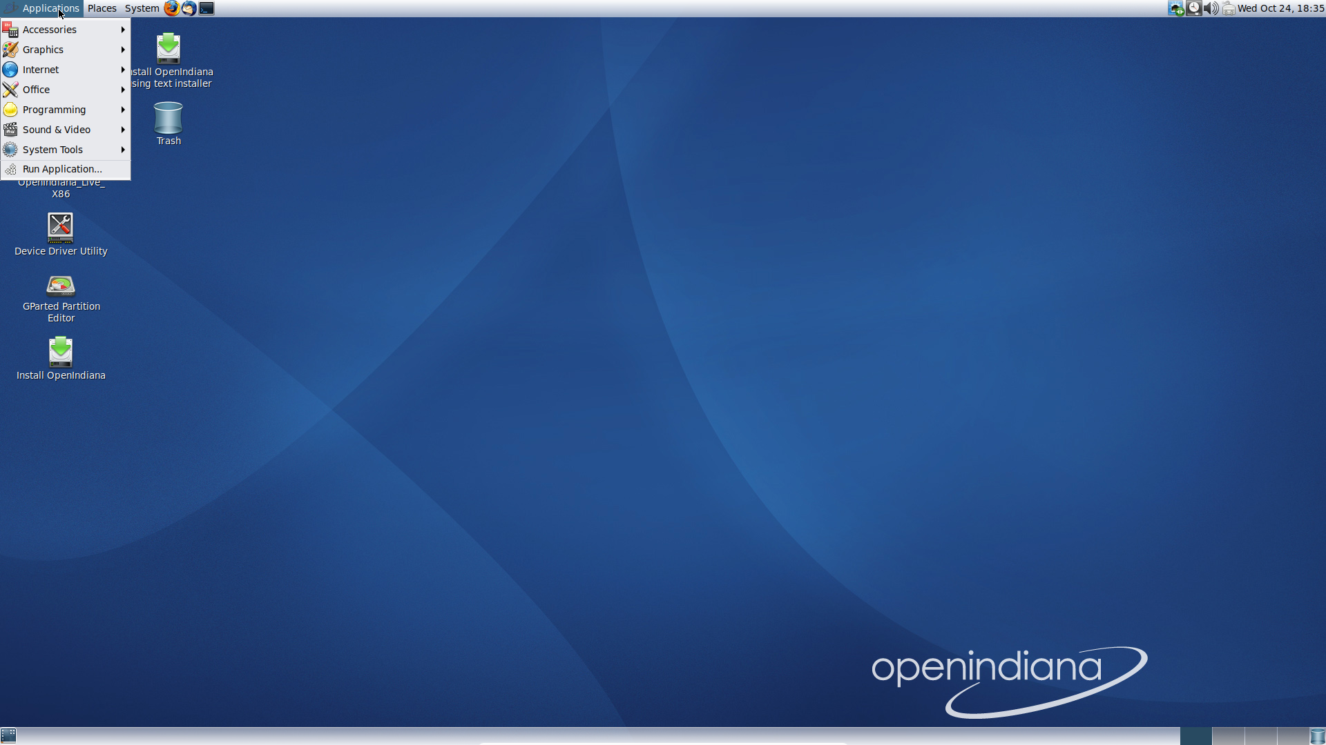 OpenIndiana desktop screenshot: 2018.10